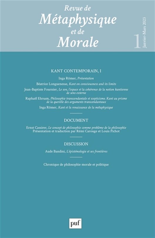 Couverture_Revue de métaphysique et de morale, n°1 (2023). Kant contemporain (1)