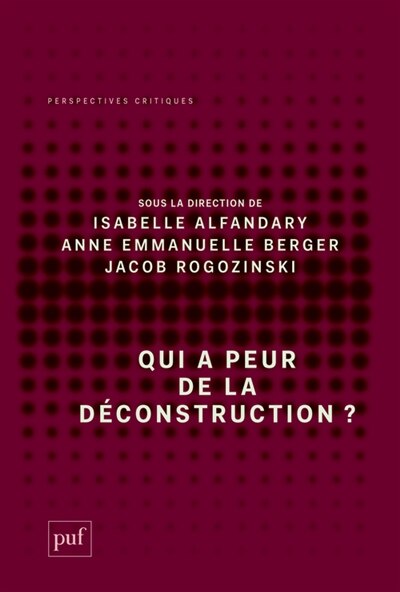 Front cover_Qui a peur de la déconstruction ?