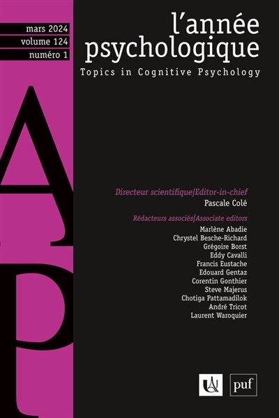 Front cover_Année psychologique (L'), n°1 (2024)