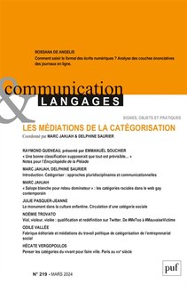 Couverture_Communication & langages, n°219. Les médiations de la catégorisation