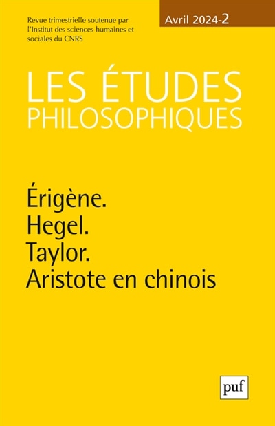 Couverture_Etudes philosophiques (Les), n°2 (2024). Erigène, Hegel, Taylor, Aristote en chinois