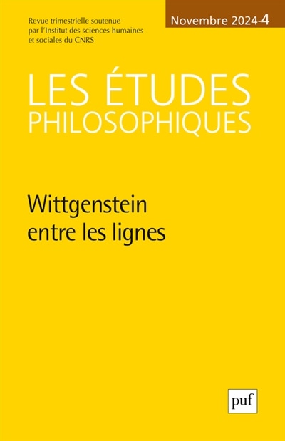 Front cover_Etudes philosophiques (Les), n°4 (2024). Wittgenstein entre les lignes