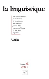 Front cover_Linguistique (La), n°1 (2024). Varia