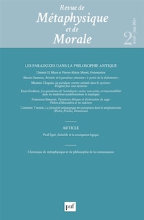 Front cover_Revue de métaphysique et de morale, n°2 (2024). Les paradoxes dans la philosophie antique