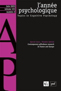 Couverture_Année psychologique (L'), n°2 (2025). Contemporary giftedness research in France and Europe