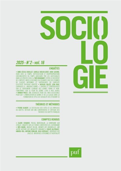 Front cover_Sociologie, n°2 (2025)
