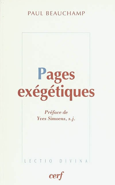 Front cover_Pages exégétiques