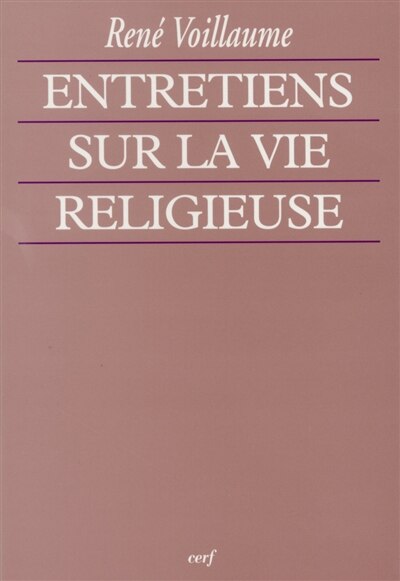 Front cover_Entretiens sur la vie religieuse