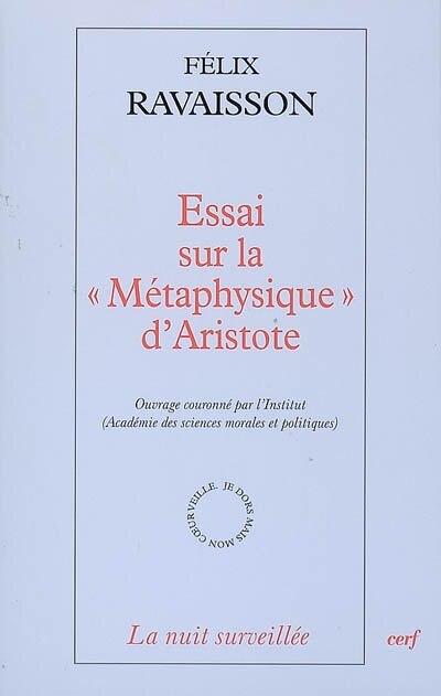 Front cover_Essai sur la Métaphysique d'Aristote