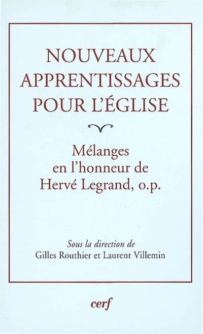 Front cover_Nouveaux apprentissages pour l'Eglise
