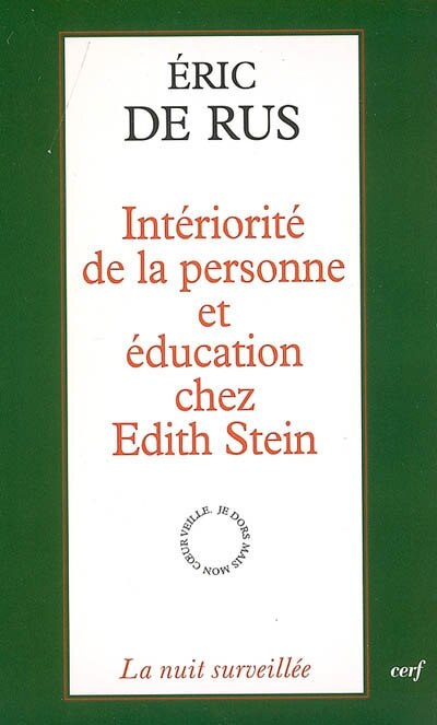 Front cover_Intériorité de la personne et éducation chez Edith Stein