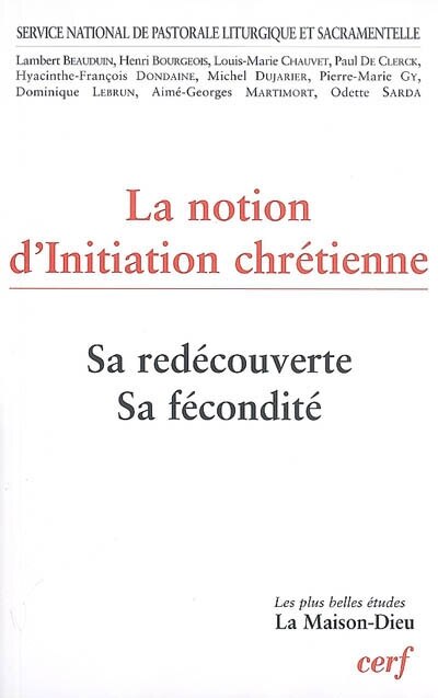 Front cover_La notion d'initiation chrétienne