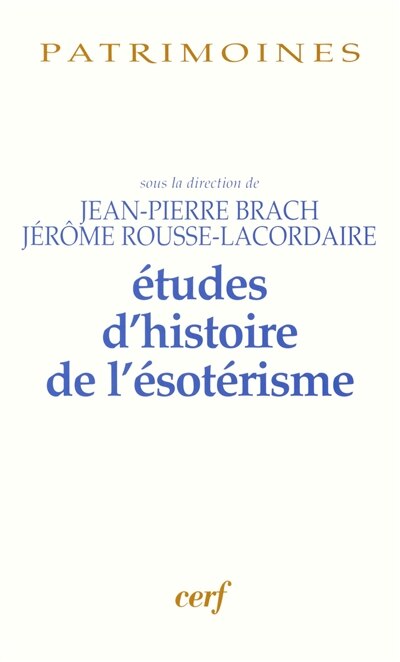 Front cover_Etudes d'histoire de l'ésotérisme