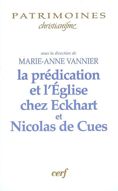 Front cover_La prédication et l'Eglise chez Eckhart et Nicolas de Cues