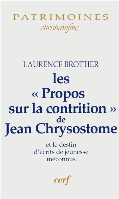 Couverture_Les Propos sur la contrition de Jean Chrysostome