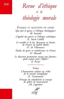 Front cover_Revue d'éthique et de théologie morale, n°308. Ethique et questions de genre