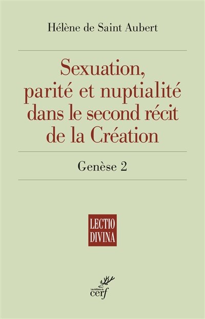 Couverture_Sexuation, parité et nuptialité dans le second récit de la Création : Genèse 2