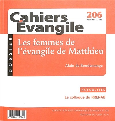 Front cover_Cahiers Evangile, n°206. Les femmes de l'évangile de Matthieu