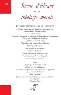 Front cover_Revue d'éthique et de théologie morale, n°318. Ethiques théologiques et handicaps