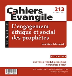 Front cover_Cahiers Evangile, n°213. L'engagement éthique et social des prophètes