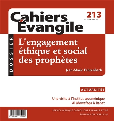 Front cover_Cahiers Evangile, n°213. L'engagement éthique et social des prophètes