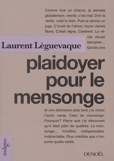 Front cover_Plaidoyer pour le mensonge