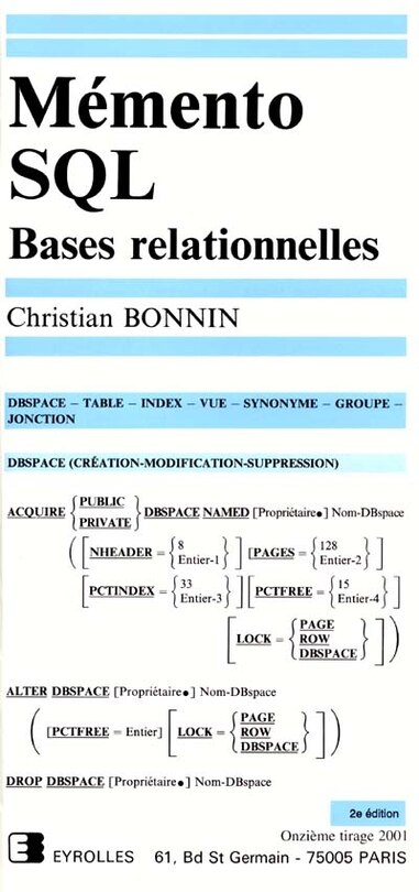 Couverture_M&eacute;mento SQL : bases relationnelles