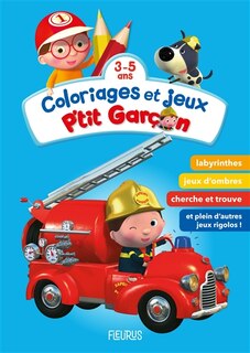 Couverture_Coloriages et jeux P'tit garçon : 3-5 ans