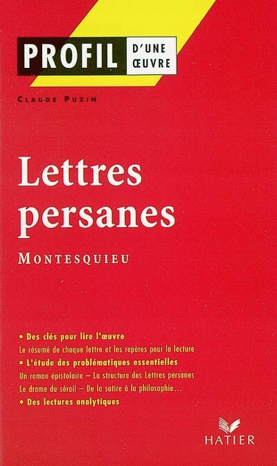 Couverture_Lettres persanes (1721), Montesquieu