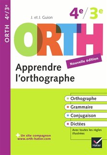 Couverture_Apprendre l'orthographe, 4e-3e