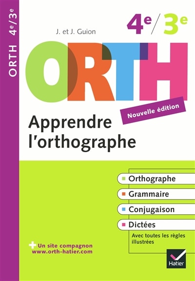 Couverture_Apprendre l'orthographe, 4e-3e