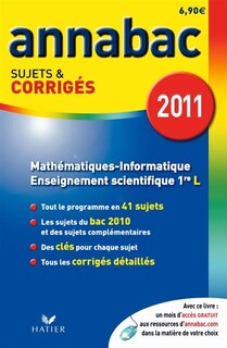 Couverture_Math&eacute;matiques informatique 1re L, enseignement scientifique 1re L