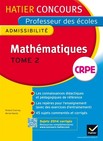 Couverture_Math&eacute;matiques, CRPE : admissibilit&eacute;, Vol. 2