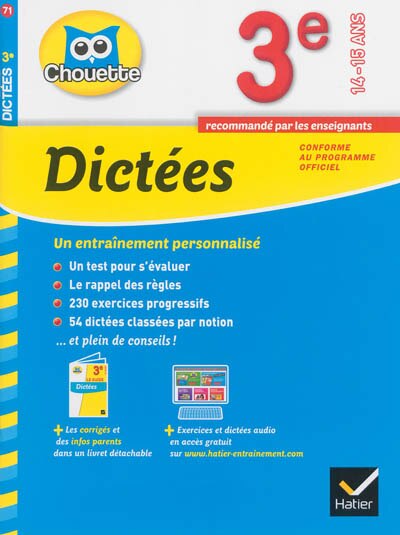 Front cover_Dict&eacute;es 3e, 14-15 ans