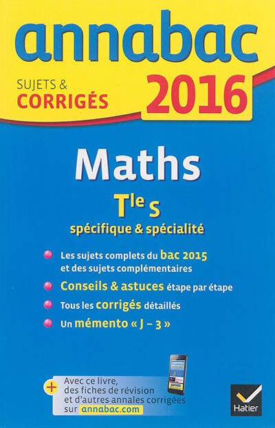 Couverture_Mathématiques terminale S, spécifique & spécialité : 2016