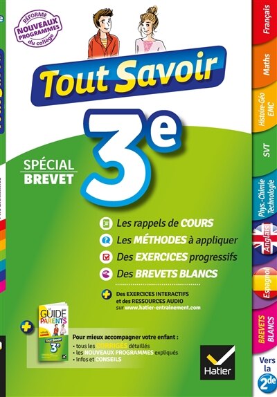 Front cover_Tout savoir 3e : spécial brevet : nouveau programme