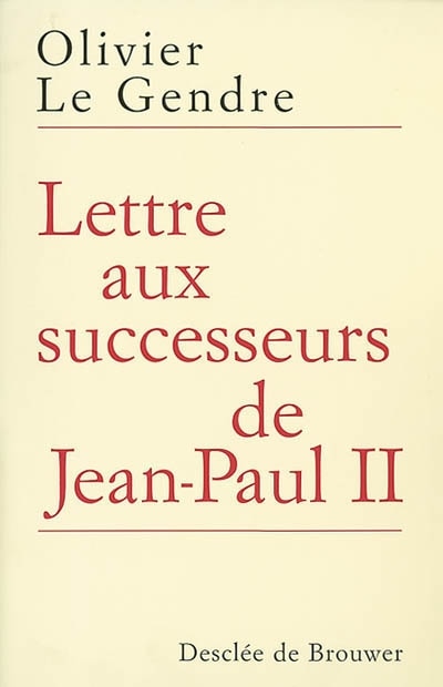 Front cover_Lettre aux successeurs de Jean-Paul II