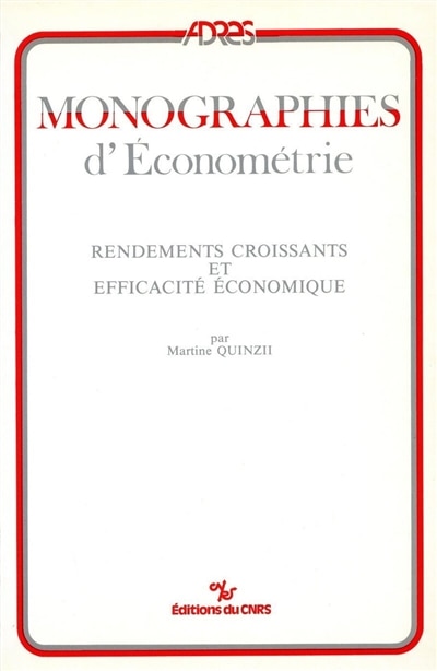 Front cover_Rendements croissants et efficacité économique