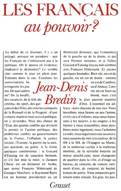 Front cover_Les Français au pouvoir