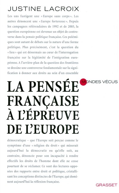 Front cover_La pensée française à l'épreuve de l'Europe