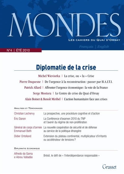 Couverture_Mondes, n°4. Diplomatie de la crise