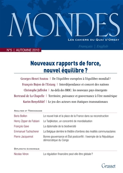 Couverture_Mondes, n°5. Nouveaux rapports de force, nouvel équilibre ?