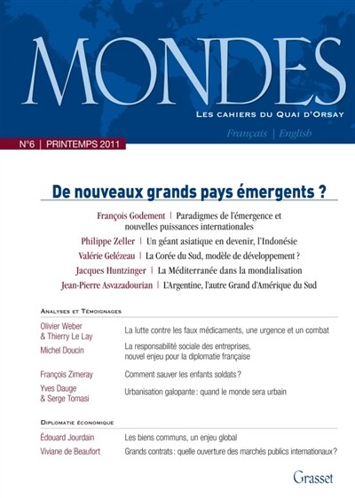Front cover_Mondes, n°6. De nouveaux grands pays émergents ?