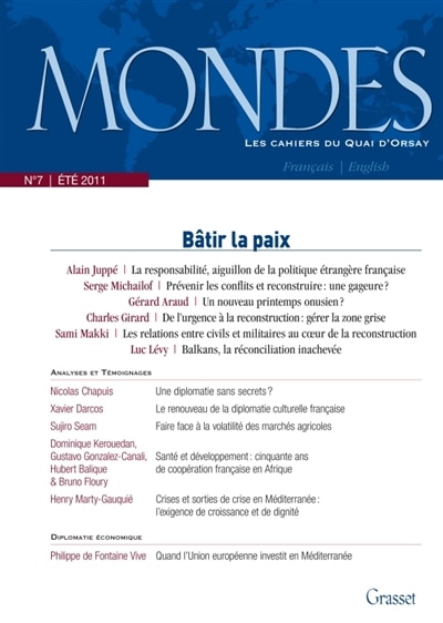 Couverture_Mondes, n°7. Bâtir la paix