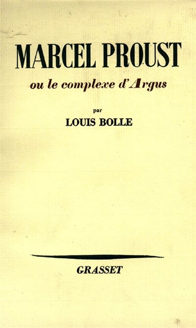 Front cover_Marcel Proust ou le complexe d'Argus