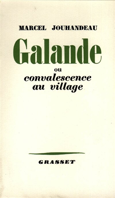 Front cover_Galande ou Convalescence au village