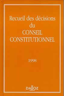 Front cover_Recueil des décisions du Conseil constitutionnel 1998