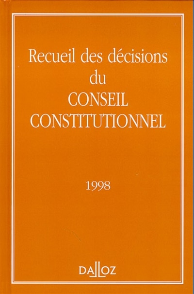 Front cover_Recueil des décisions du Conseil constitutionnel 1998