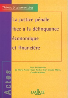 Couverture_La justice pénale face à la délinquance économique