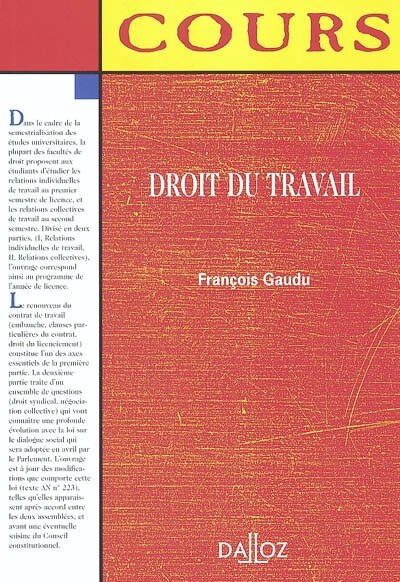 Front cover_Droit du travail